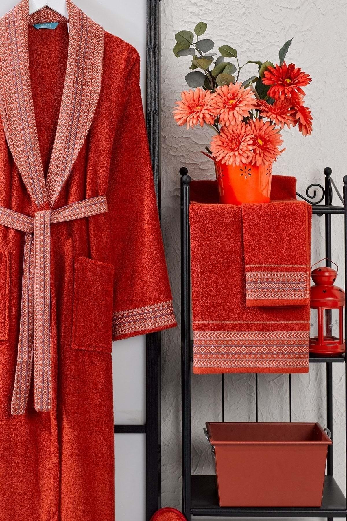 Ansaaj Jacquard 4 Piece Bathrobe Set Tile - Swordslife