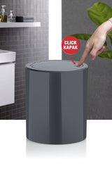 Anthracite Click Lid Round Dustbin