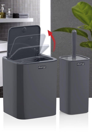 Anthracite Click Cover Square 2 Wc Bucket And Brush Set - Swordslife