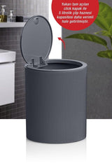 Anthracite Click Lid Striped Round Trash