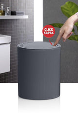 Anthracite Click Lid Striped Round Trash