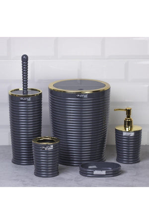 Anthracite Elegans Gold 5 Pcs Bathroom Set - Swordslife