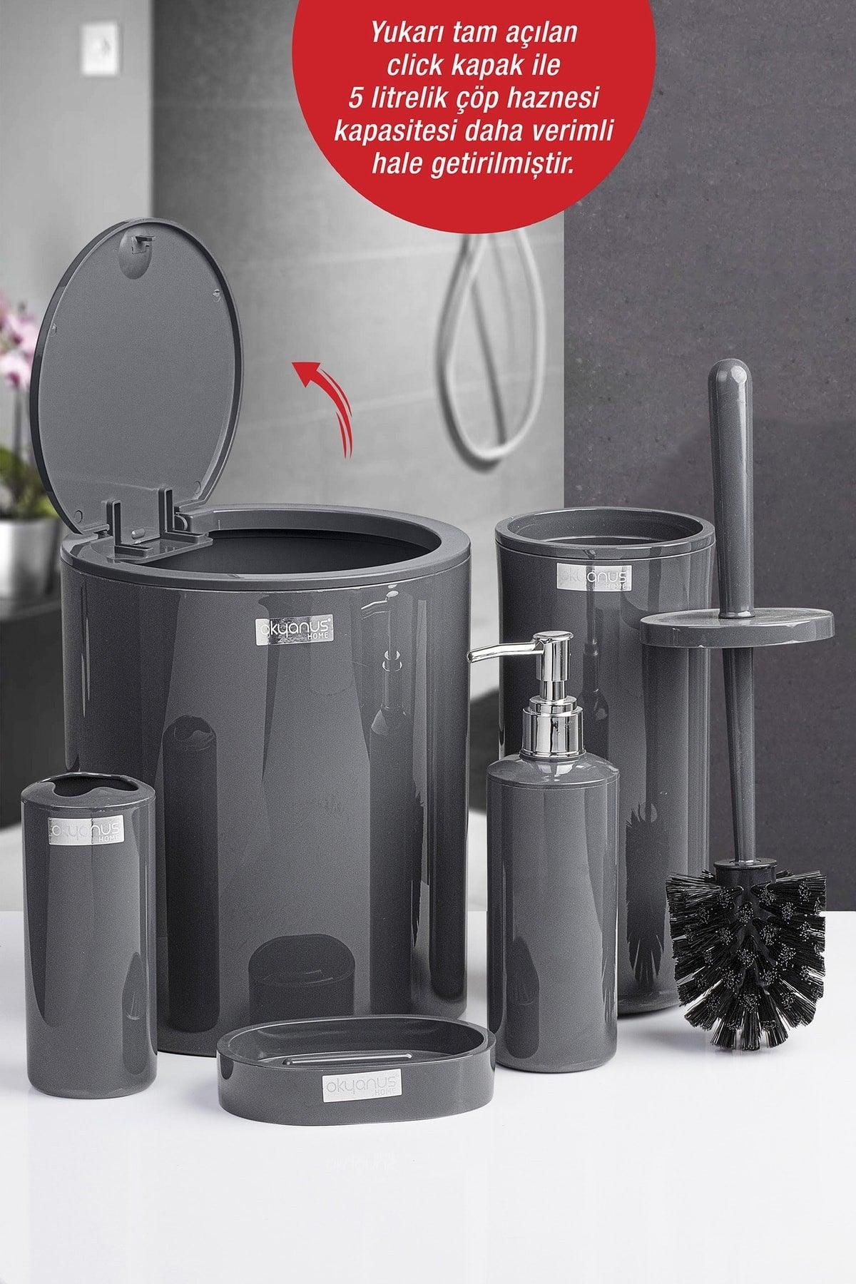 Anthracite Round 5 Pcs Bathroom Set - Swordslife