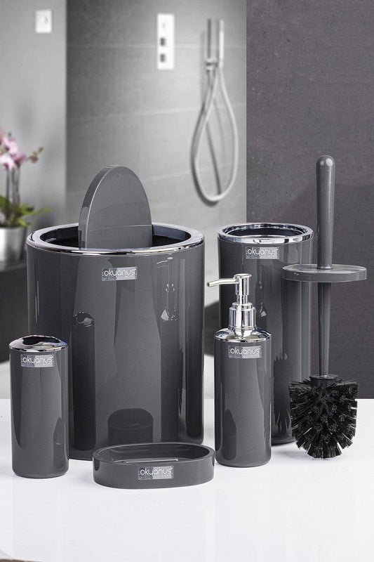 Anthracite Round Chrome Bathroom Set of 5 - Swordslife