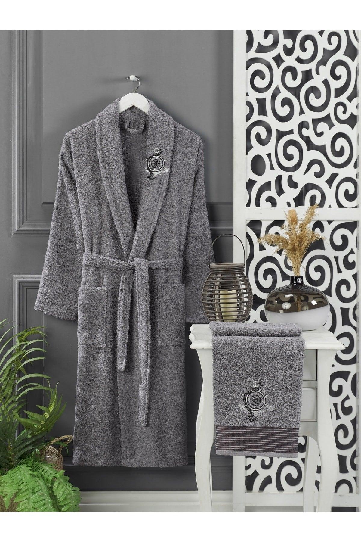 Anthracite Towel Bathrobe Set of 2 - Swordslife