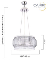 Apollo 40 Modern 3 Piece Silver Chrome Pendant Lamp With Glass Rod - Çakır Chandelier - Swordslife