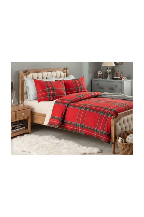 Arcachon Flannel Double Duvet Cover Set - Red - Swordslife