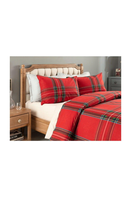 Arcachon Flannel Double Duvet Cover Set - Red - Swordslife