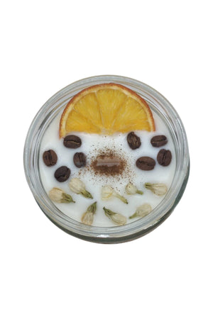 Aromatherapy Purification Candle Orange Brown Decorated Cinnamon Scented 240 gr - Swordslife