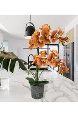 Artificial Flower 2 Salmon Wet Orchid Ceramic Pot Orchid 60cm - Swordslife