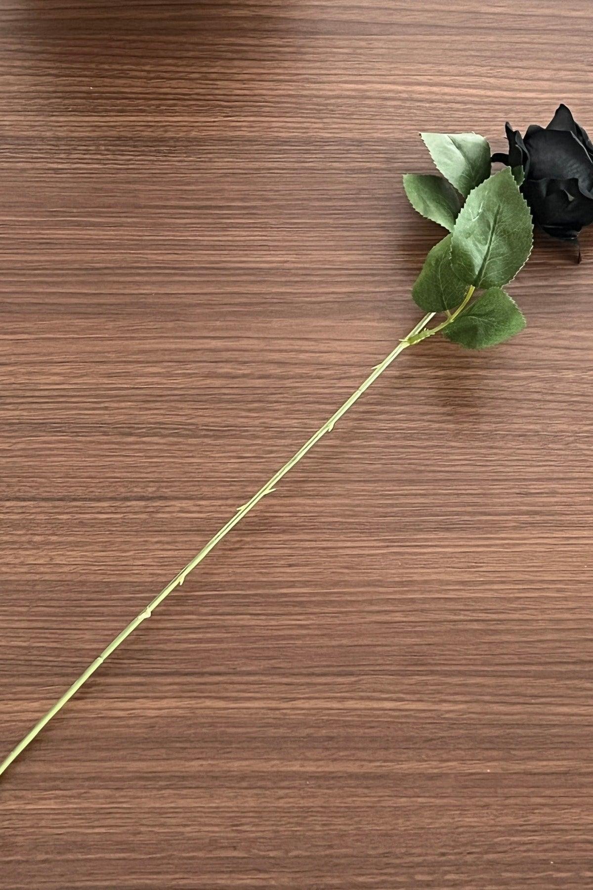 Artificial Rose Branch Velvet 50 Cm Halfeti Black 5 Pieces - Swordslife