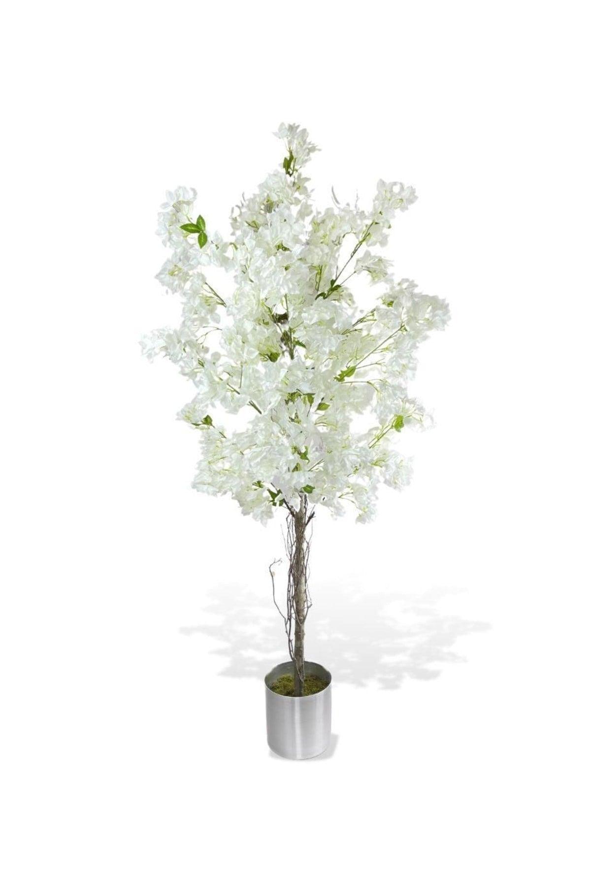 Artificial White Bougainvillea Tree 195*75cm Natural Looking Artificial Tree Aluminum Stainless Potted - Swordslife