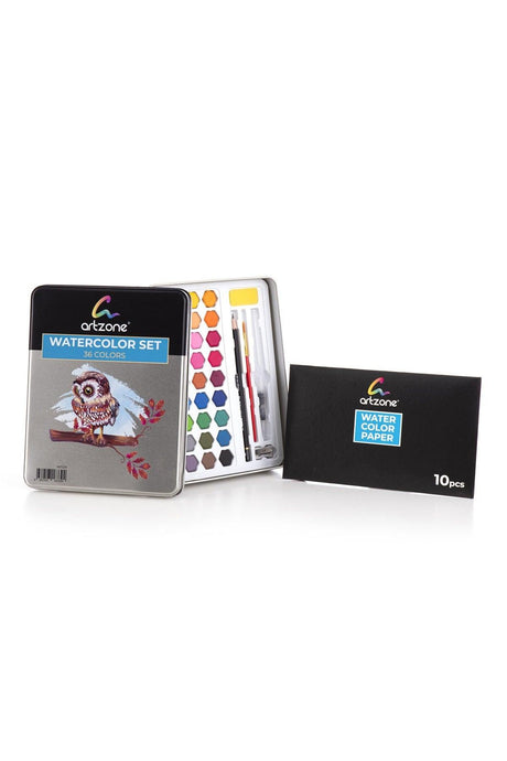Artzone 36 Colors Watercolor Set - Paper And