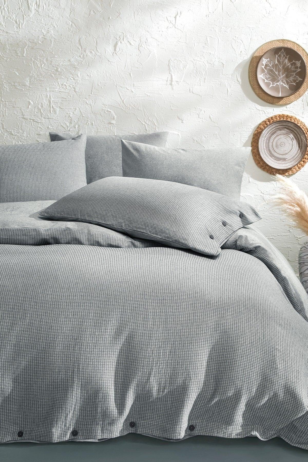 Arve Double Dobby Pique Duvet Cover Set - Gray - Swordslife