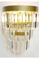 Asya 3 Tier Crystal Stone Gold Battery Wall Sconce 24*30cm - Swordslife