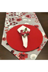 Aslıdreamhome American&service Runner, Floral Patterned Runner, 6 Pieces Red Mdf Supla Set - Swordslife