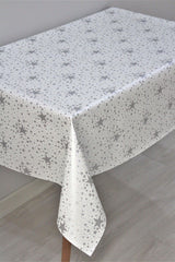 Lined Star Pattern Pvc Removable Oilcloth Table Cloth Gray Star - Swordslife