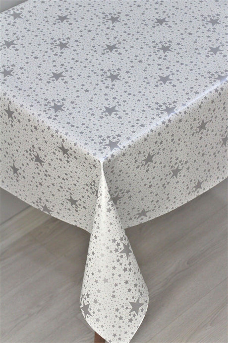 Lined Star Pattern Pvc Removable Oilcloth Table Cloth Gray Star - Swordslife