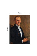 Atatürk Portrait Feyhaman Duran Wall Covering Carpet 140x100 Cm-70x100 Cm - Swordslife