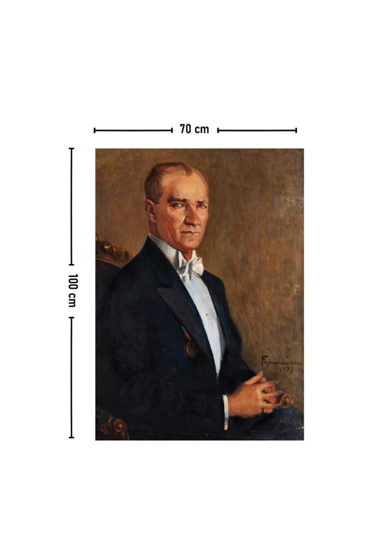 Atatürk Portrait Feyhaman Duran Wall Covering Carpet 140x100 Cm-70x100 Cm - Swordslife