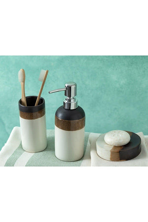 Avier 3 Pcs Bathroom Set 7x7x18+7x7x12+10x10x2,5cm Brown - Swordslife