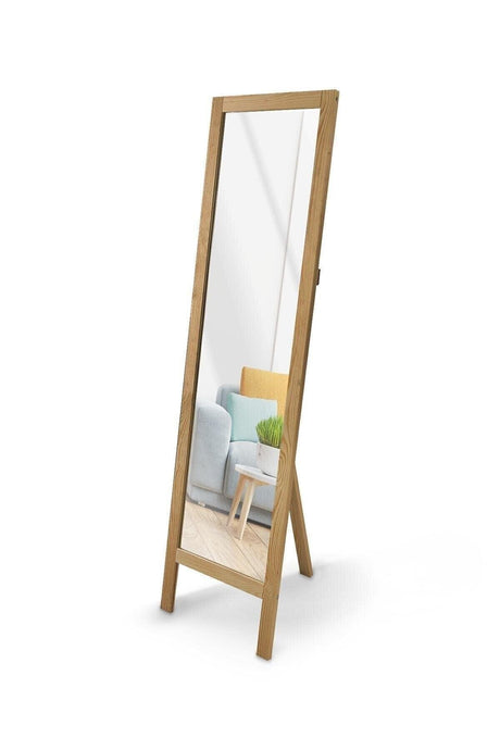 Footed Full Length Mirror Solid Wood 41x145cm (UNPAINTED COMPLETELY NATURAL) - Swordslife