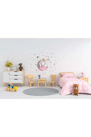 Happy Girl Sitting On The Moon Kids Room Wall Sticker Mega Boy - Swordslife
