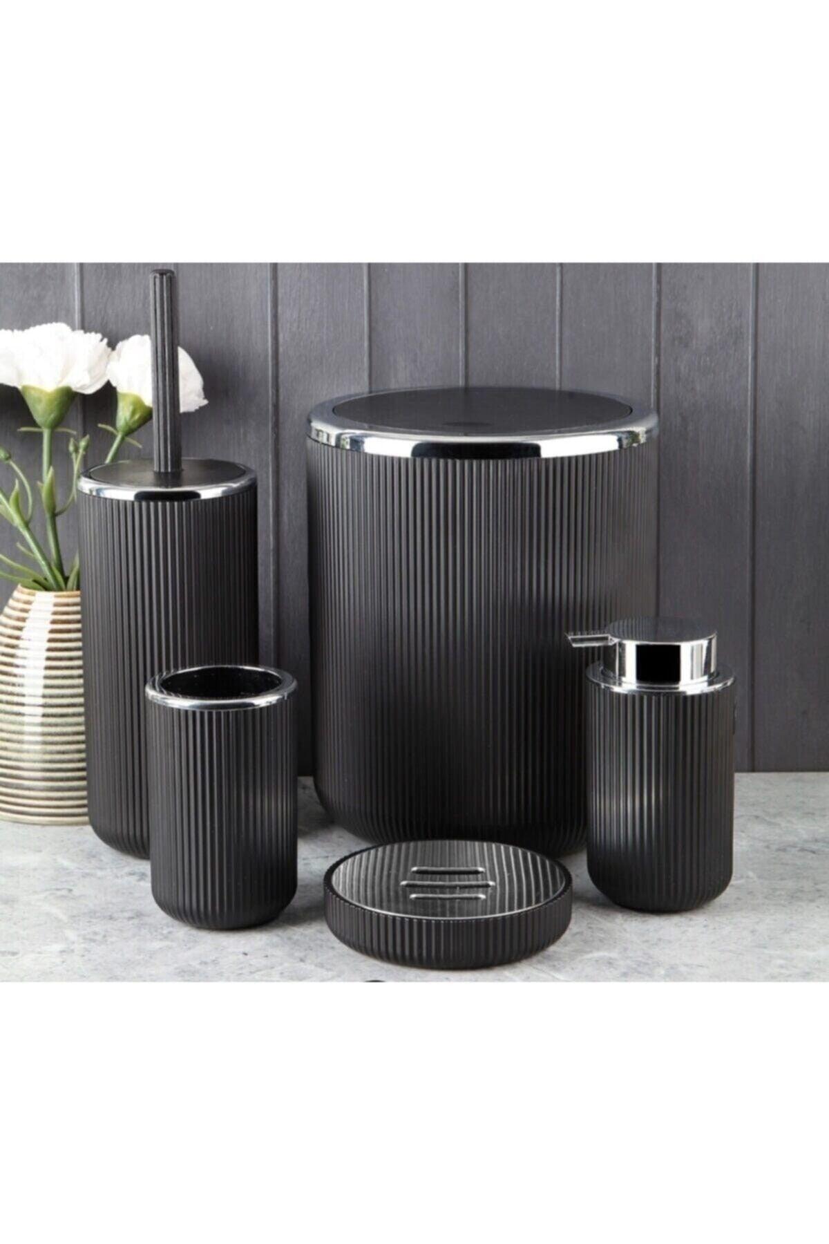 Ayhomee 5 Pieces Black Acrylic Bathroom Set