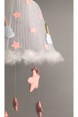 Baby Kids Room Chandelier White Tulle Salmon Rainbow - Swordslife