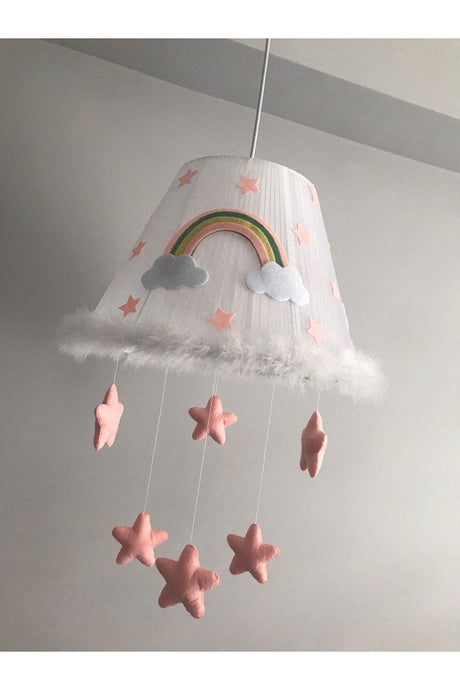 Baby Kids Room Chandelier White Tulle Salmon Rainbow - Swordslife