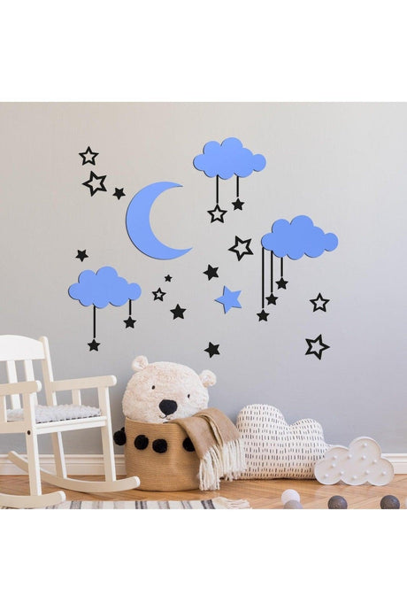 Wooden Sky Composition Wall Decor For Baby Room Blue-black - Swordslife