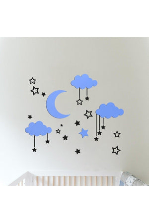 Wooden Sky Composition Wall Decor For Baby Room Blue-black - Swordslife