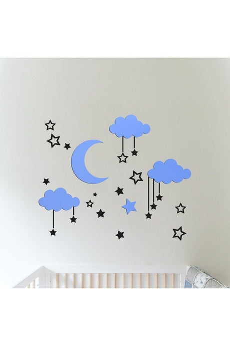 Wooden Sky Composition Wall Decor For Baby Room Blue-black - Swordslife