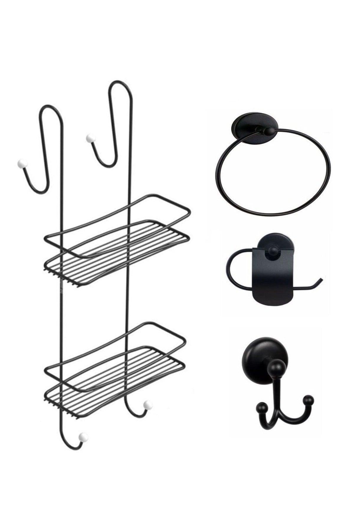 Bathroom Accessory Set 4 Pieces Black