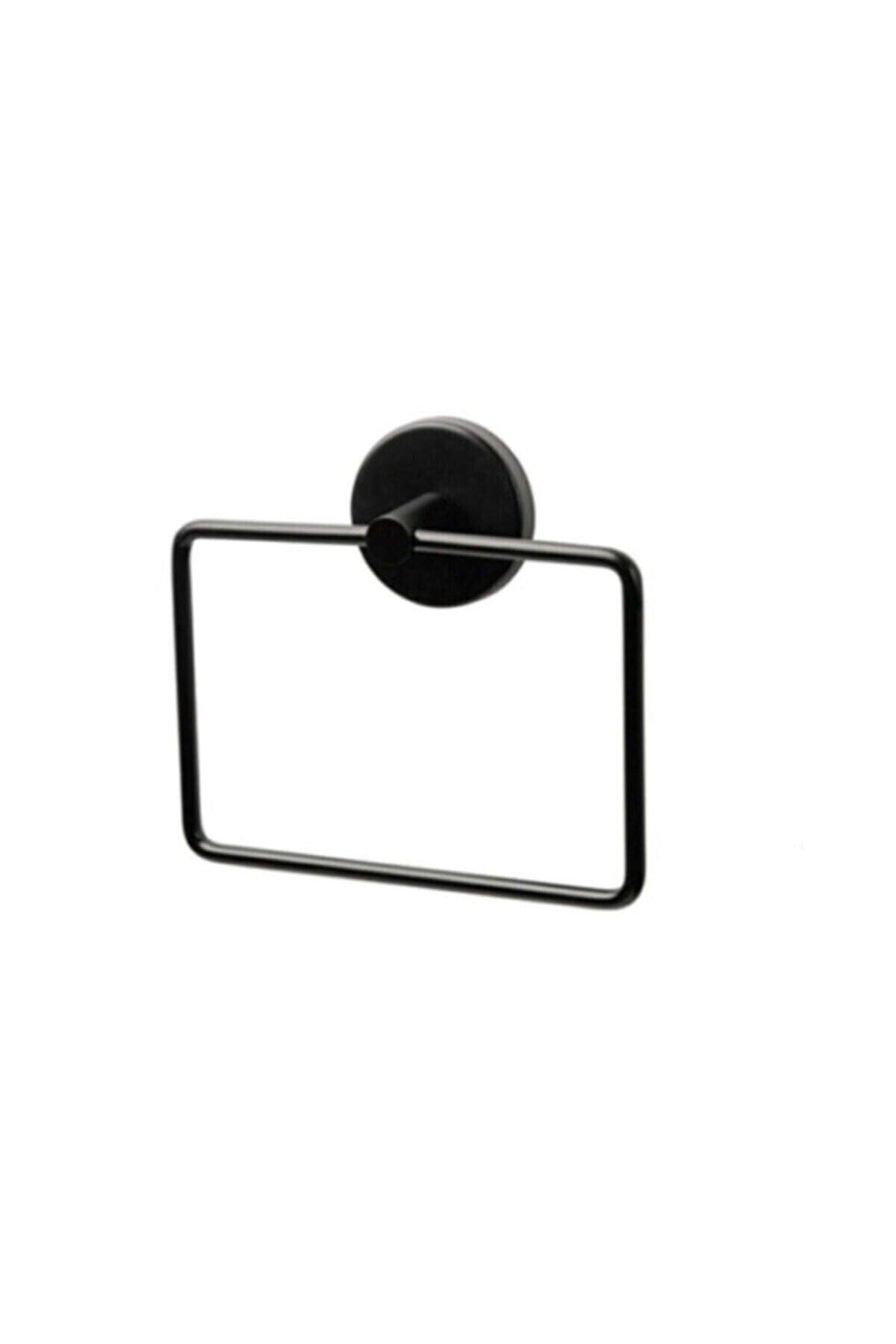 Bathroom Accessory Set Black Square Towel Holder