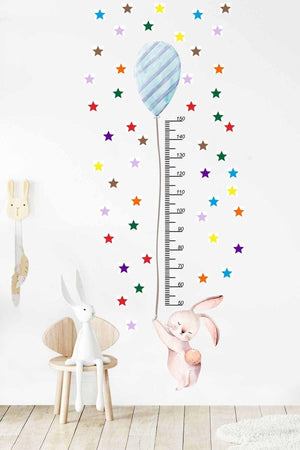 Bunny Height Meter Wall Sticker Set with Balloons - Swordslife