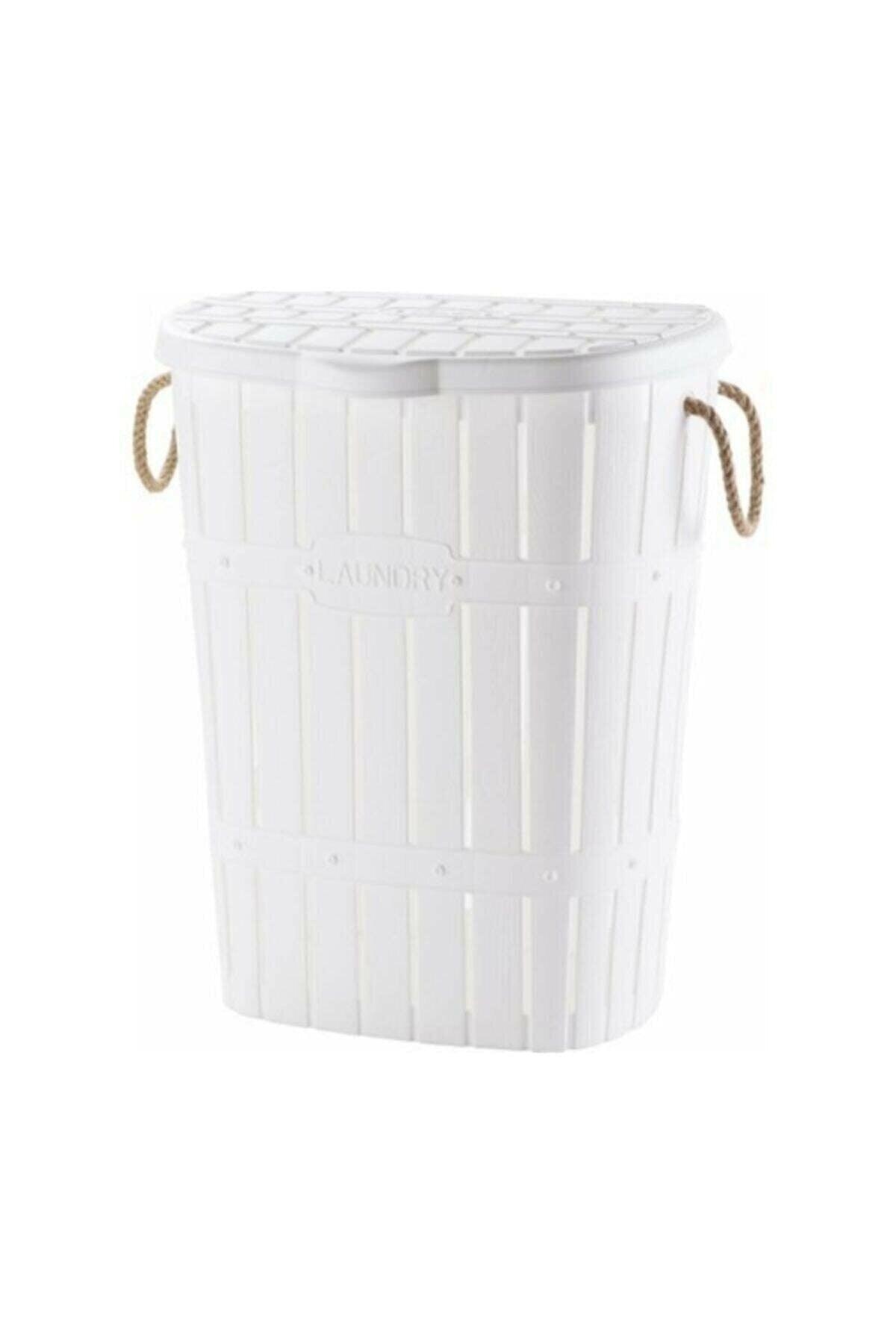 No 4 Dirty Laundry Basket With Bamboo Rope White - Swordslife