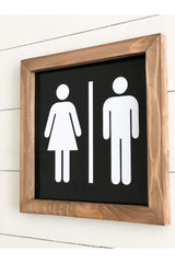 Bathroom Man/woman Symbol Black Floor Wooden Frame - Swordslife