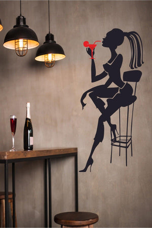 Bar Stool And Woman Silhouette Decorative Decorative Wall Sticker - Wall Decor - Wall Ornament - Swordslife