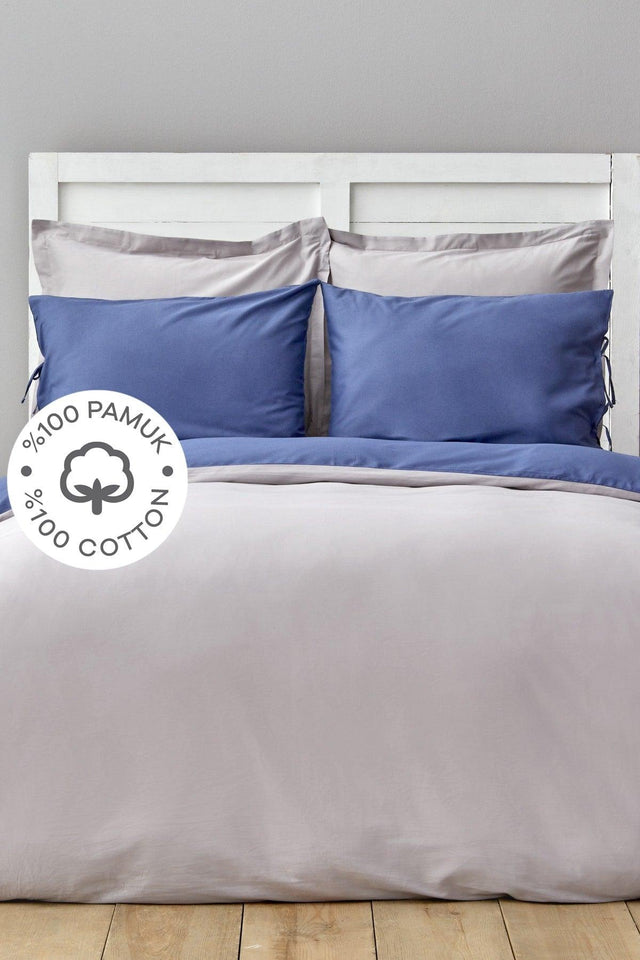 Basic Gray Indigo Double Sided Single Duvet Cover Set - Swordslife