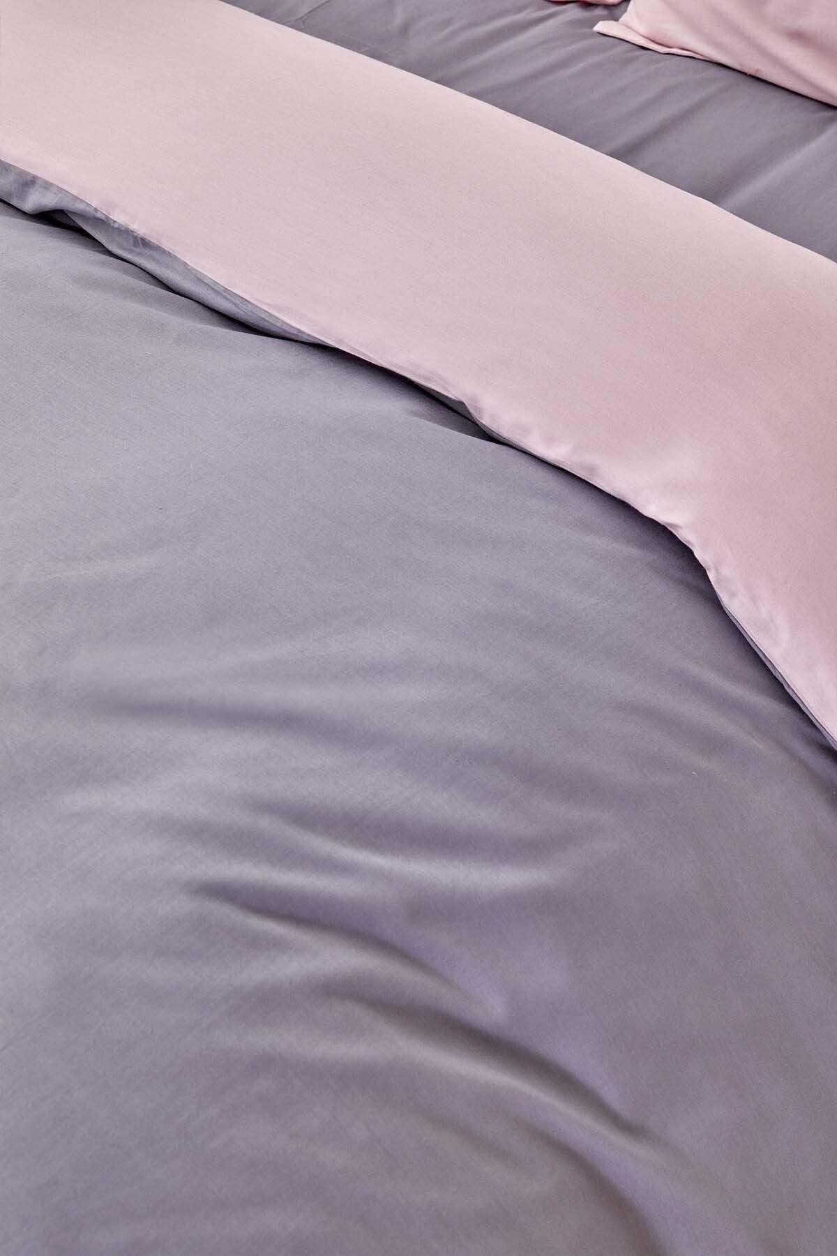 Basic Dried Rose Dark Gray Double Sided Double Duvet Cover Set - Swordslife