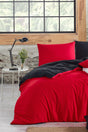 Basic Elastic Bed Linen Red Black Duvet Cover Set - Swordslife