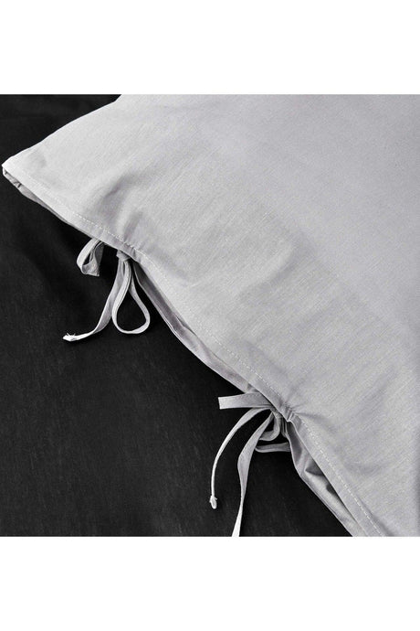 Basic Black Dark Gray 100% Cotton Double Sided Double Duvet Cover Set - Swordslife