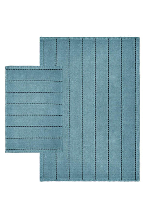 Basic Stripe Natural Cotton 2 Piece Bathroom Rug Set - Swordslife