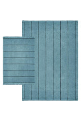 Basic Stripe Natural Cotton 2 Piece Bathroom Rug Set - Swordslife