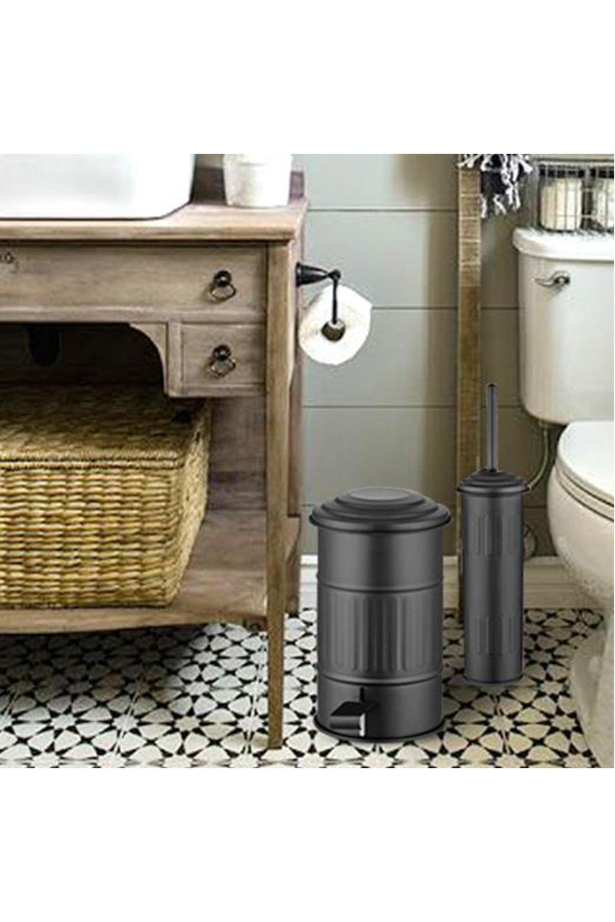 Bathroom Dustbin 5 Liter - Black - Swordslife