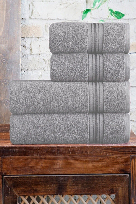 Bath Towel Set Hand Face Body Towel 4 Pieces Extra Soft Towel Set Gray - Swordslife