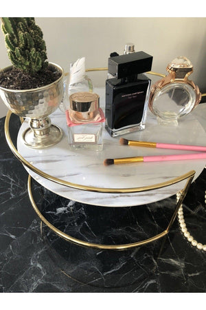 Bathroom Cosmetic Jewelry Organizer Perfume Stand Multi-Purpose Organizer Two Tiers Serving Tray - Swordslife