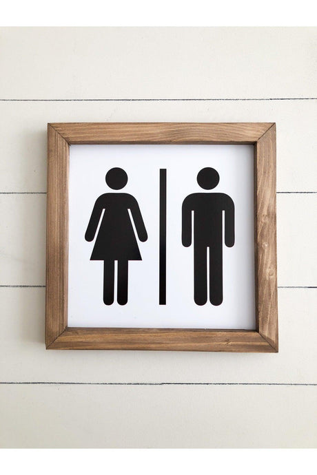 Bathroom Man/woman Symbol Wooden Frame - Swordslife