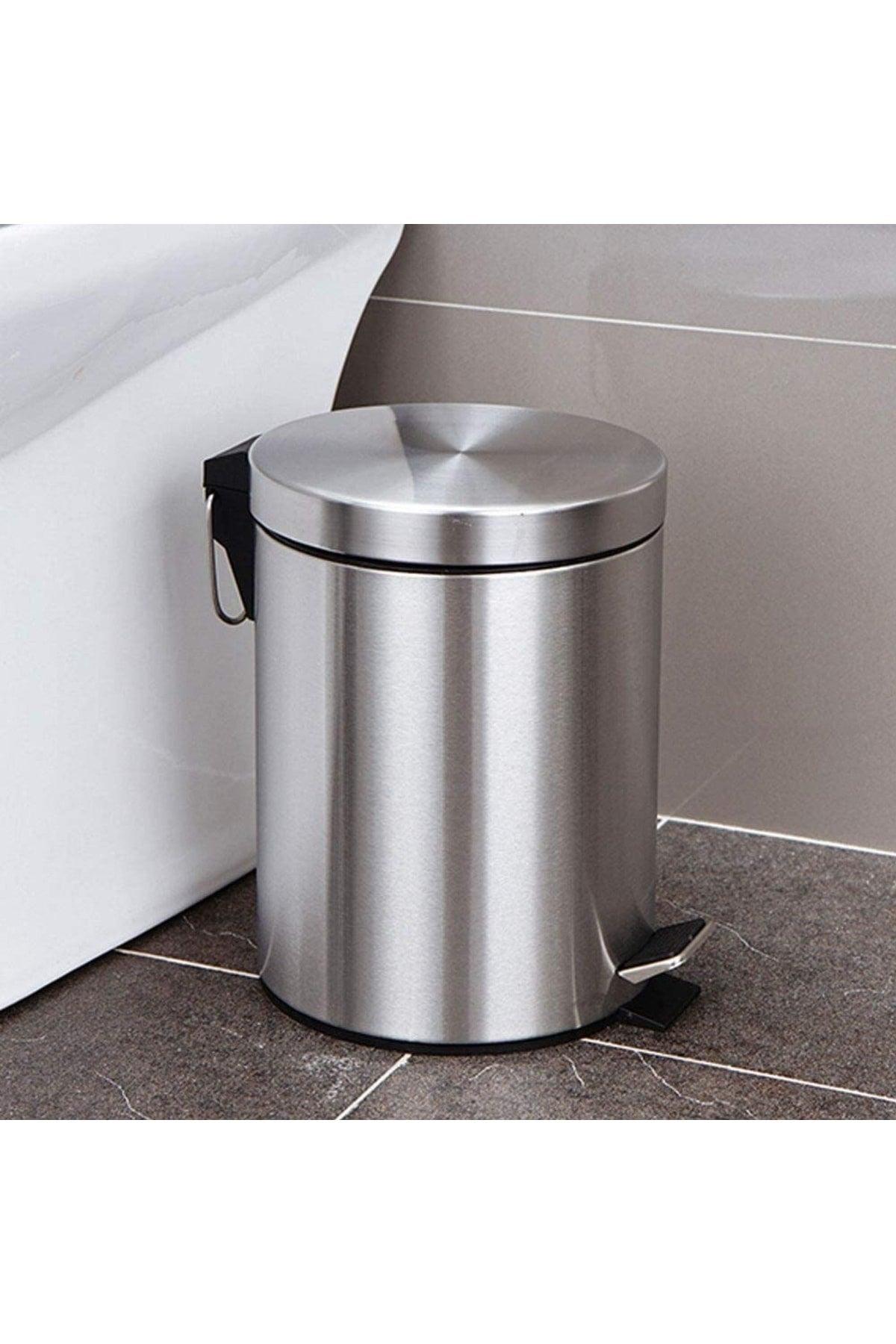 Bathroom Toilet Balcony Kitchen, Pedal Stainless Metal Dustbin 3 Liter Fma08400 - Swordslife